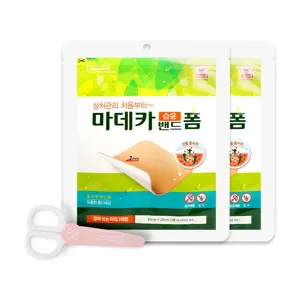 동국제약 마데카 습윤밴드 폼타입 2mm 드레싱 x 2개 + 반창고닷컴 안전가위, 마데카 습윤밴드 폼타입 x2개+ 반창고닷컴 안전가위